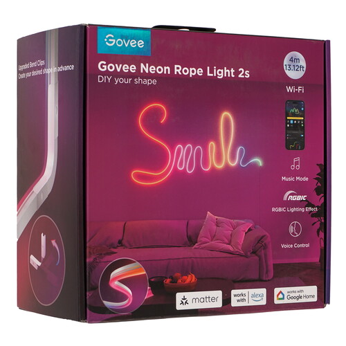 Купить Умная неоновая лента Govee Preinstalled Strip Light 4m H61D4C01 RGBIC, 4 м  5488141. Характеристики, отзывы и цены в Донецке