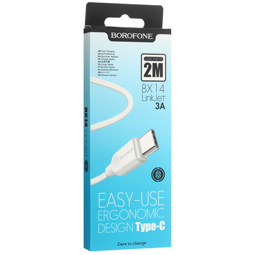 Купить Кабель круглый Borofone USB Type-C - USB 2.0 Type-A белый 2 м  5459943. Характеристики, отзывы и цены в Донецке