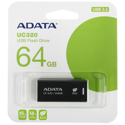 Купить Память USB Flash 64 ГБ ADATA UC320 [UC320-64G-RBK/BK]  5614485. Характеристики, отзывы и цены в Донецке