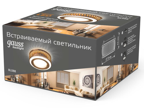 Купить Светильник потолочный Gauss BL088 белый/золотистый/золотистый  9126778. Характеристики, отзывы и цены в Донецке