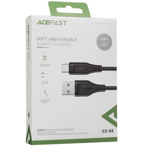 Купить Кабель круглый ACEFAST USB Type-C - USB 2.0 Type-A черный 1.2 м  5415414. Характеристики, отзывы и цены в Донецке