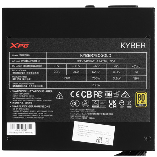 Купить Блок питания ADATA XPG KYBER 750 [KYBER750G-BKCEU] черный  5416288. Характеристики, отзывы и цены в Донецке