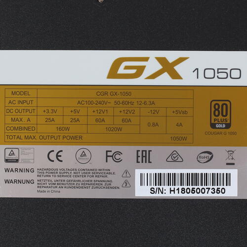 Купить Блок питания Cougar GX 1050W  1251170. Характеристики, отзывы и цены в Донецке