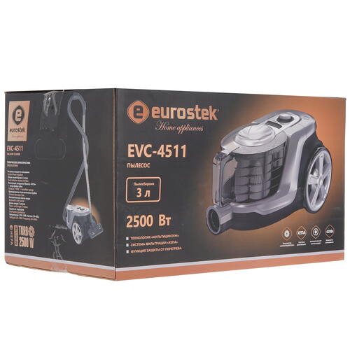 Купить Пылесос Eurostek EVC-4511 серебристый  5340735. Характеристики, отзывы и цены в Донецке