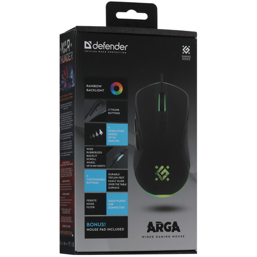 Купить Мышь+коврик проводная Defender Arga GM-049  5478263. Характеристики, отзывы и цены в Донецке