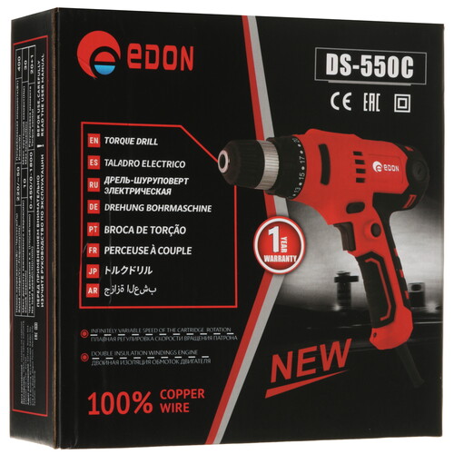 Купить Дрель-шуруповерт EDON DS-550C  9296460. Характеристики, отзывы и цены в Донецке