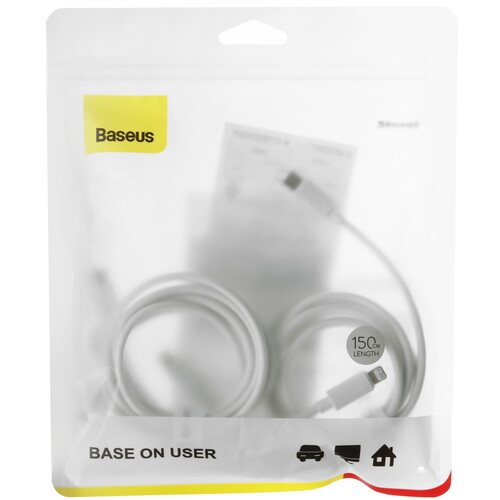 Купить Кабель круглый Baseus Lightning 8-pin - USB Type-C белый 1.5 м  5627693. Характеристики, отзывы и цены в Донецке