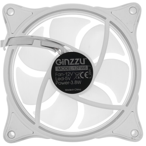 Купить Вентилятор GiNZZU 12FW6 [RGB12FW6] белый  9230100. Характеристики, отзывы и цены в Донецке