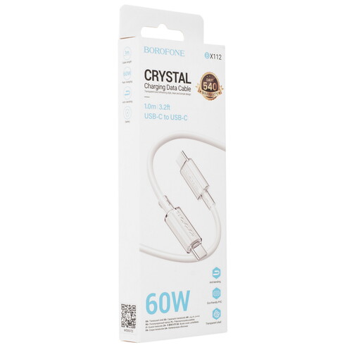 Купить Кабель круглый Borofone USB Type-C - USB Type-C белый 1 м  9238050. Характеристики, отзывы и цены в Донецке