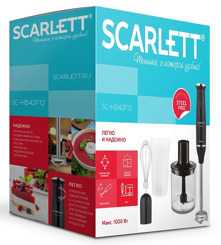 Купить Блендер погружной SCARLETT SC-HB42F12 черный  9189947. Характеристики, отзывы и цены в Донецке
