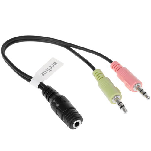 Купить Разветвитель   Aceline 4-pin 3.5 mm jack - 3-pin 3.5 mm jack x2 черный  1380025. Характеристики, отзывы и цены в Донецке
