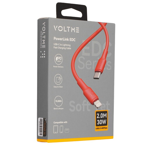 Купить Кабель круглый VOLTME Lightning 8-pin - USB Type-C красный 2 м  9210946. Характеристики, отзывы и цены в Донецке