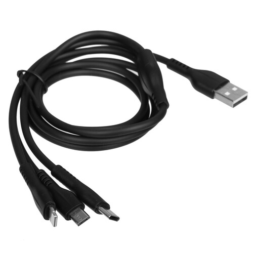 Купить Кабель круглый AXXA Lightning 8-pin, micro USB, USB Type-C - USB 2.0 Type-A черный 1.2 м  9113443. Характеристики, отзывы и цены в Донецке