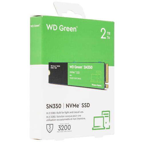 Купить 2000 ГБ M.2 NVMe накопитель WD Green SN350 [WDS200T3G0C]  5444789. Характеристики, отзывы и цены в Донецке