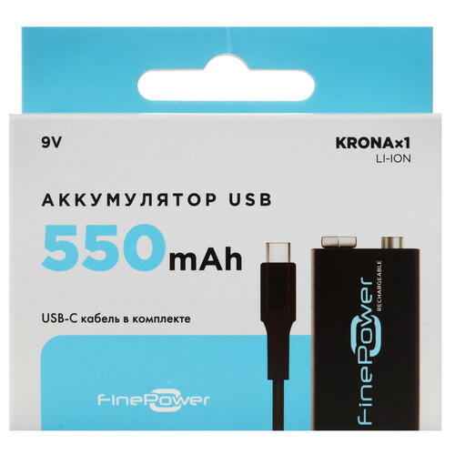 Купить Аккумулятор Finepower Крона 550 мА*ч  5410546. Характеристики, отзывы и цены в Донецке