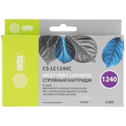 Купить Картридж Cactus CS-LC1240C голубой  8159393. Характеристики, отзывы и цены в Донецке