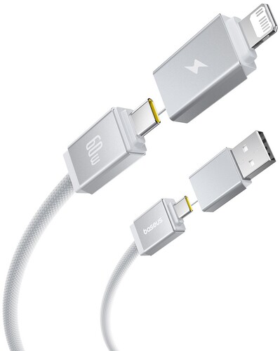 Купить Кабель круглый Baseus Lightning 8-pin, USB Type-C - USB 2.0 Type-A, USB Type-C белый 2 м  5627689. Характеристики, отзывы и цены в Донецке