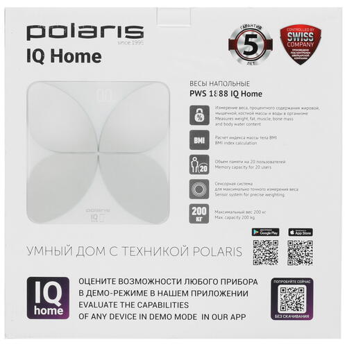 Купить Весы Polaris  PWS 1888 IQ Home белый, серебристый  9001642. Характеристики, отзывы и цены в Донецке