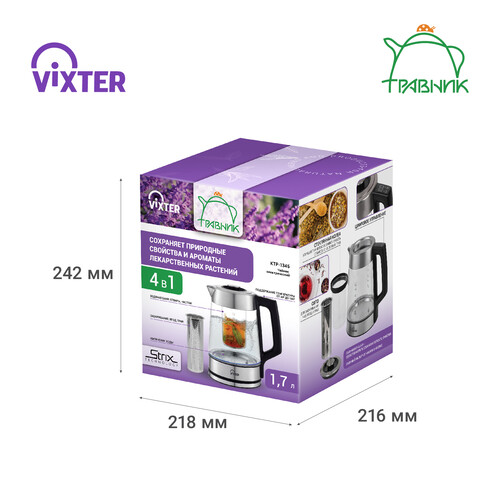 Купить Электрочайник Vixter KTP-1345 серебристый  9179097. Характеристики, отзывы и цены в Донецке