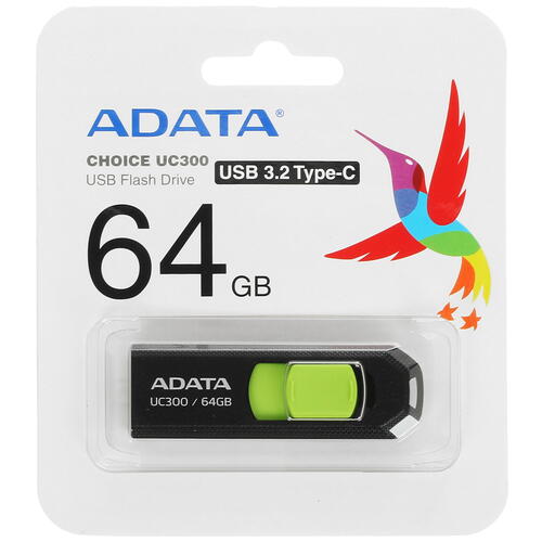 Купить Память OTG USB Flash 64 ГБ ADATA UC300 [ACHO-UC300-64G-RBK/GN]  5408524. Характеристики, отзывы и цены в Донецке