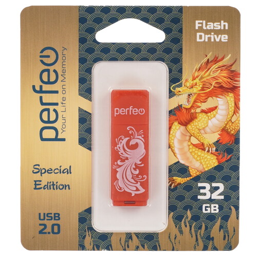 Купить Память USB Flash 32 ГБ Perfeo C04 Red Phoenix [PF-C04RP032]  9209136. Характеристики, отзывы и цены в Донецке