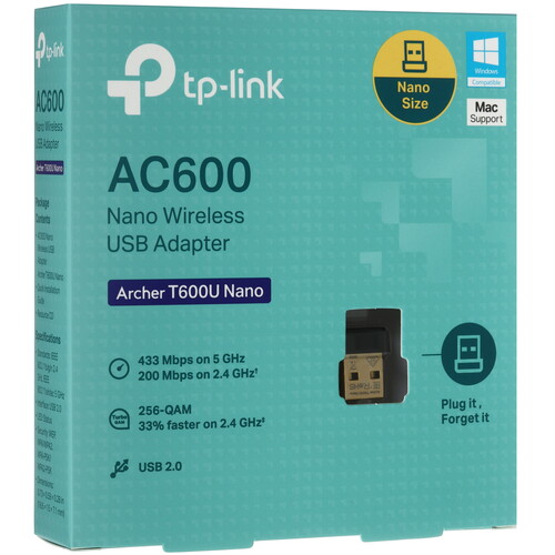 Купить Wi-Fi адаптер TP-Link Archer T600U Nano  9276970. Характеристики, отзывы и цены в Донецке