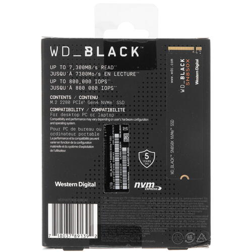 Купить 1000 ГБ M.2 NVMe накопитель WD Black SN850X [WDS100T2X0E]  9914995. Характеристики, отзывы и цены в Донецке