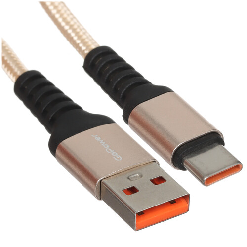 Купить Кабель круглый GoPower USB Type-C - USB 2.0 Type-A золотистый 1 м  5479680. Характеристики, отзывы и цены в Донецке