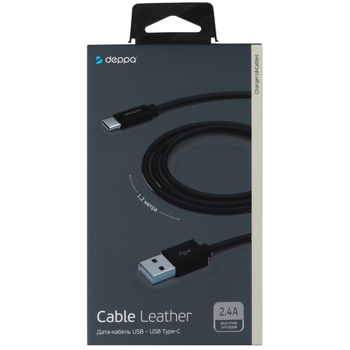 Купить Кабель круглый DEPPA USB Type-C - USB 2.0 Type-A черный 1.2 м  5467738. Характеристики, отзывы и цены в Донецке