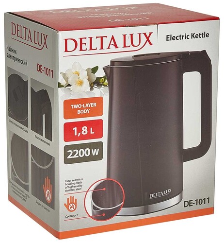 Купить Электрочайник Delta Lux DE-1011 черный  9050528. Характеристики, отзывы и цены в Донецке