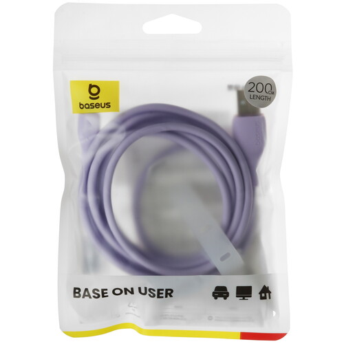 Купить Кабель круглый Baseus Lightning 8-pin - USB 2.0 Type-A фиолетовый 2 м  9260745. Характеристики, отзывы и цены в Донецке