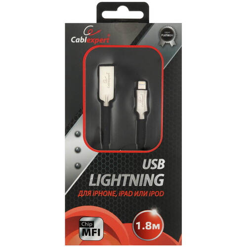 Купить Кабель круглый Cablexpert Lightning 8-pin MFI - USB 2.0 Type-A черный 1.8 м  5485454. Характеристики, отзывы и цены в Донецке