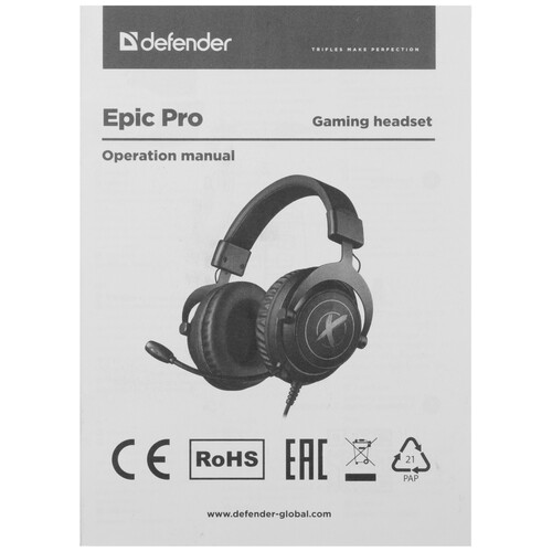 Купить Проводные наушники Defender Epic Pro черный 2016  5463196. Характеристики, отзывы и цены в Донецке