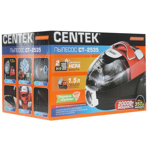 Купить Пылесос Centek CT-2535 красный  1211629. Характеристики, отзывы и цены в Донецке