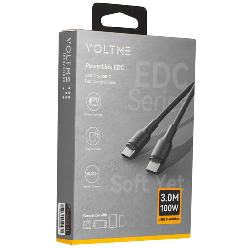 Купить Кабель круглый VOLTME USB Type-C - USB Type-C черный 3 м  9210893. Характеристики, отзывы и цены в Донецке