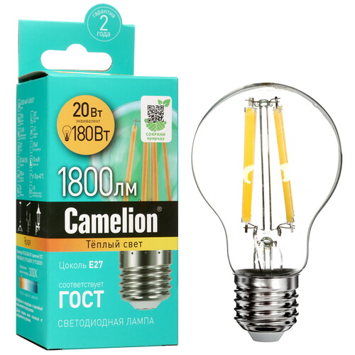 Купить Лампа светодиодная Camelion LED20-A60-FL/830/E27  5418349. Характеристики, отзывы и цены в Донецке