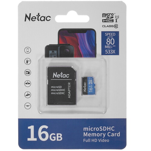 Купить Карта памяти Netac microSDHC 16 ГБ [NT02P500STN-016G-R]  4821297. Характеристики, отзывы и цены в Донецке