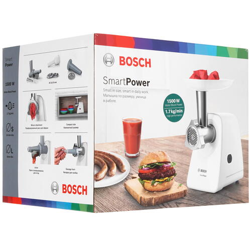 Купить Мясорубка электрическая Bosch SmartPower MFW2515W белый  5079355. Характеристики, отзывы и цены в Донецке