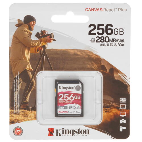 Купить Карта памяти Kingston Canvas React Plus V60 SDXC 256 ГБ [SDR2V6/256GB]  5451669. Характеристики, отзывы и цены в Донецке