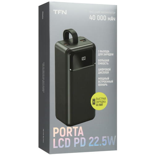 Купить Портативный аккумулятор TFN Porta LCD PD черный  5465302. Характеристики, отзывы и цены в Донецке