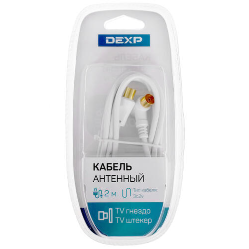 Купить Антенный кабель DEXP TV (M) – TV (F) угловой  1071927. Характеристики, отзывы и цены в Донецке
