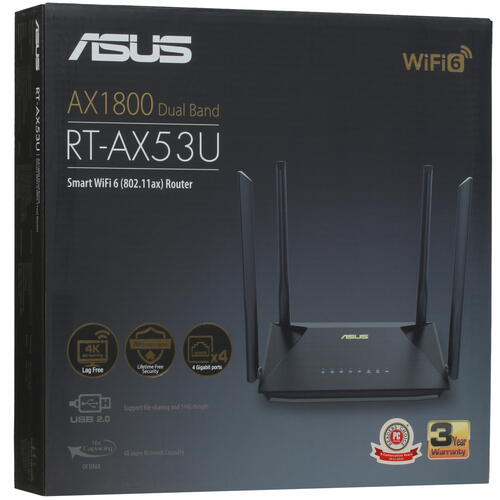 Купить Wi-Fi роутер ASUS RT-AX53U  4857539. Характеристики, отзывы и цены в Донецке