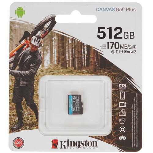 Купить Карта памяти Kingston Canvas Go! Plus microSDXC 512 ГБ [SDCG3/512GBSP]  1664093. Характеристики, отзывы и цены в Донецке