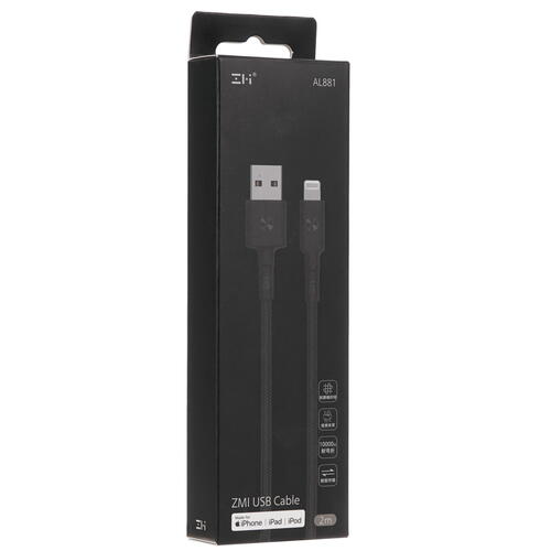 Купить Кабель круглый ZMI Lightning 8-pin - USB 2.0 Type-A черный 2 м  5099643. Характеристики, отзывы и цены в Донецке