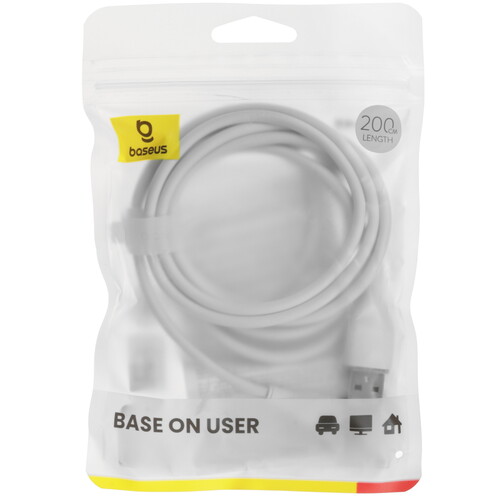 Купить Кабель круглый Baseus Lightning 8-pin - USB 2.0 Type-A белый 2 м  9260741. Характеристики, отзывы и цены в Донецке