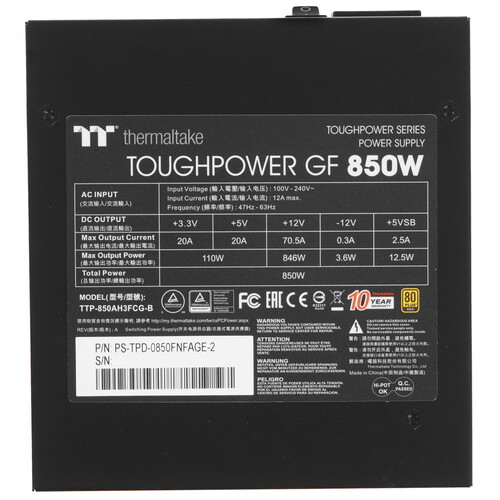 Купить Блок питания Thermaltake Toughpower GF 850W [PS-TPD-0850FNFAGE-2] черный  5626747. Характеристики, отзывы и цены в Донецке