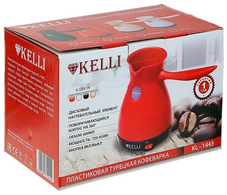 Купить Электрическая турка Kelli KL-1445 красный  5359644. Характеристики, отзывы и цены в Донецке