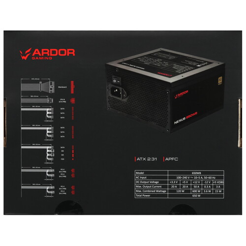 Купить Блок питания ARDOR GAMING NEXUS 650WB  черный  5452048. Характеристики, отзывы и цены в Донецке