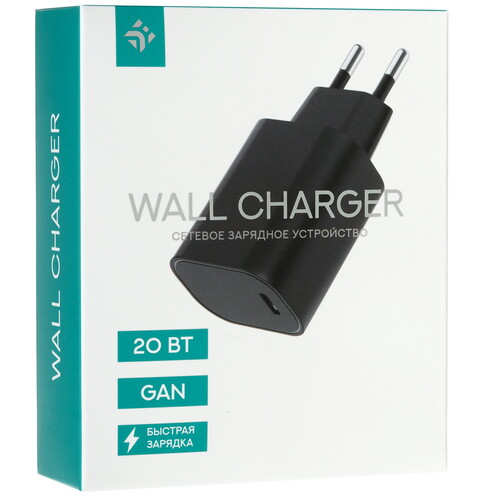 Купить Сетевое зарядное устройство DEXP GaN CB20C-1 черный  9138420. Характеристики, отзывы и цены в Донецке
