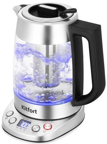 Купить Электрочайник Kitfort КТ-6796 серый  9285141. Характеристики, отзывы и цены в Донецке